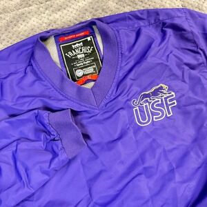 Franchise Club USF Cougars Windshirt Mens XL Purple V-Neck Pullover Jacket Mesh